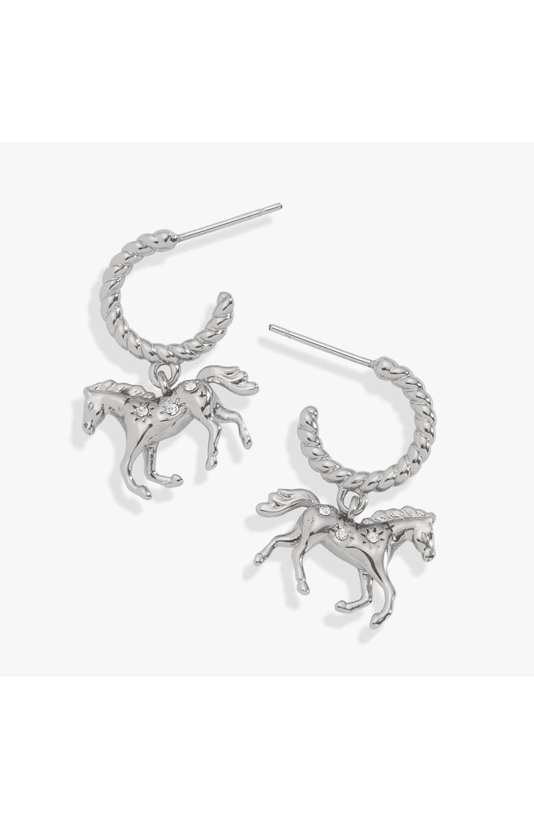 Alex and Ani Horse Huggie Hoop Earring, Main, color, Silver