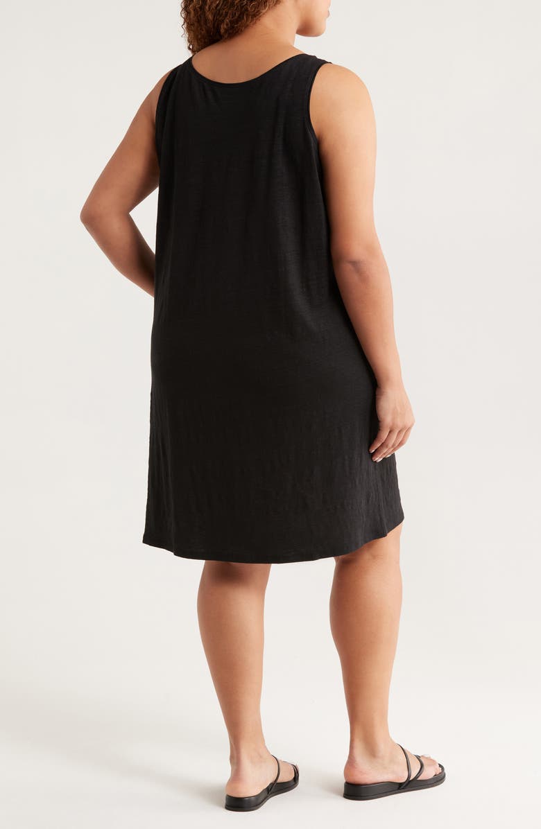 Eileen Fisher Organic Linen Scoop Neck Sleeveless Shift Dress, Alternate, color, Black