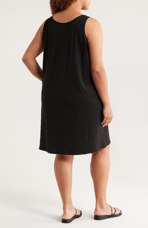 Eileen Fisher Organic Linen Scoop Neck Sleeveless Shift Dress In Black
