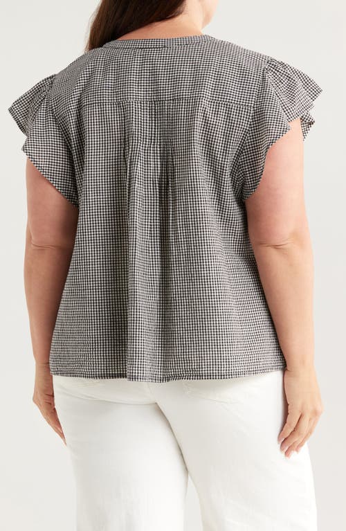 TREASURE & BOND TREASURE & BOND GINGHAM FLUTTER SLEEVE BUTTON-UP TOP 