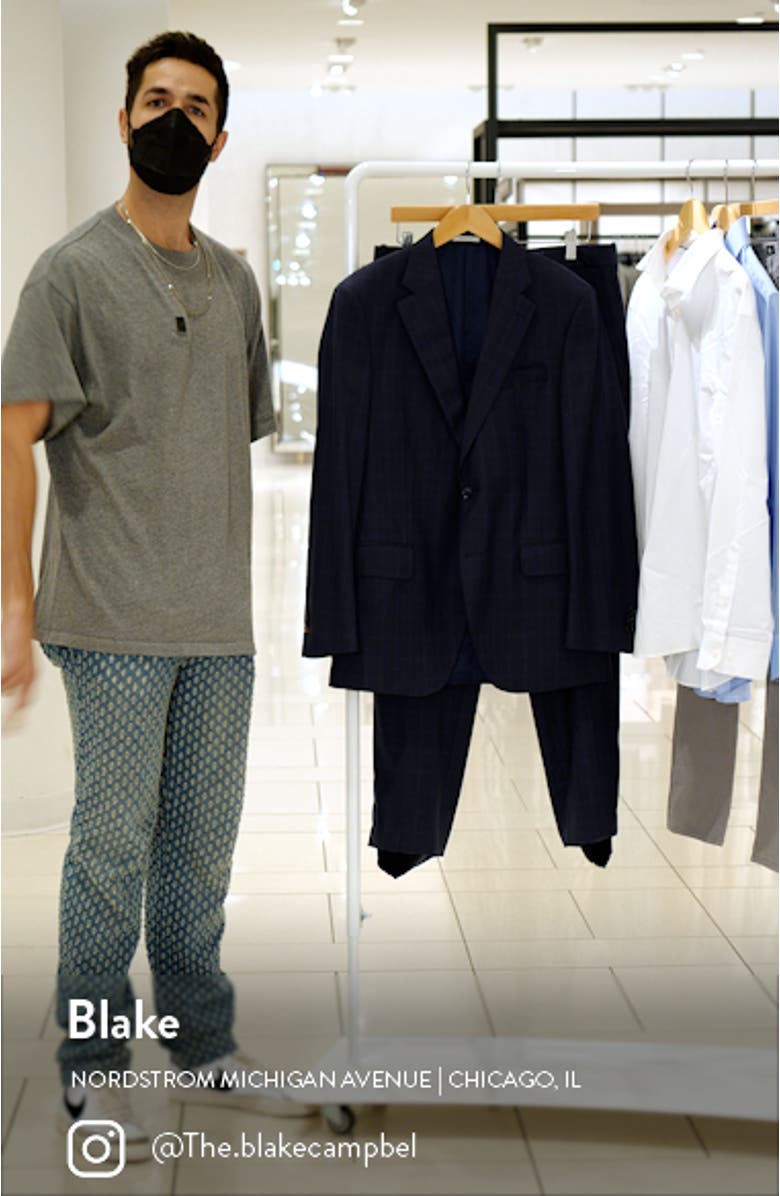 Flynn Classic Fit Plaid Wool Suit, sales video thumbnail