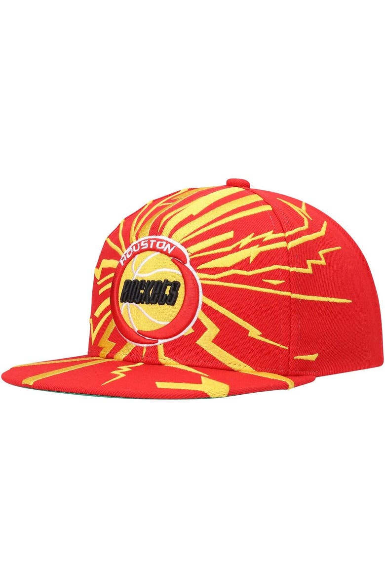 Men's Mitchell & Ness Red Houston Rockets Hardwood Classics Earthquake Snapback Hat, Main, color, Red