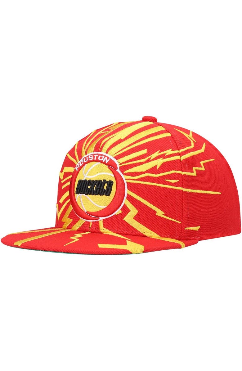 Mitchell & Ness Men's Mitchell & Ness Red Houston Rockets Hardwood Classics Earthquake Snapback Hat, Main, color, 