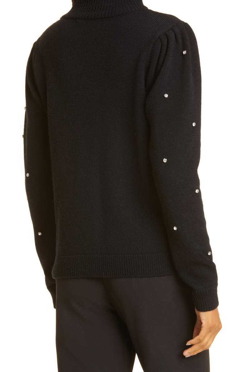 Milly Crystal Embellished Turtleneck Merino Wool Blend Sweater, Alternate, color, 