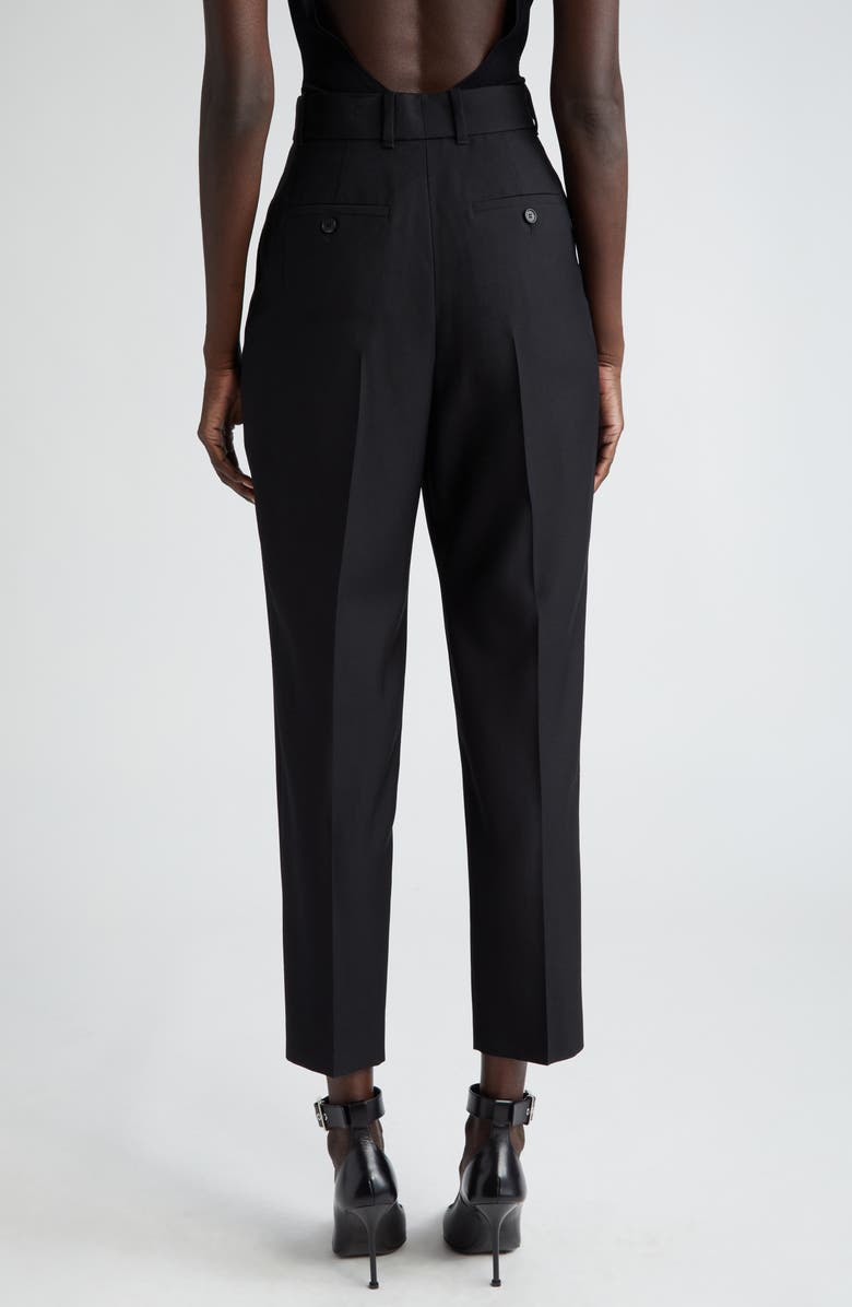 McQueen Pleated Slim Peg Wool Ankle Trousers, Alternate, color, 