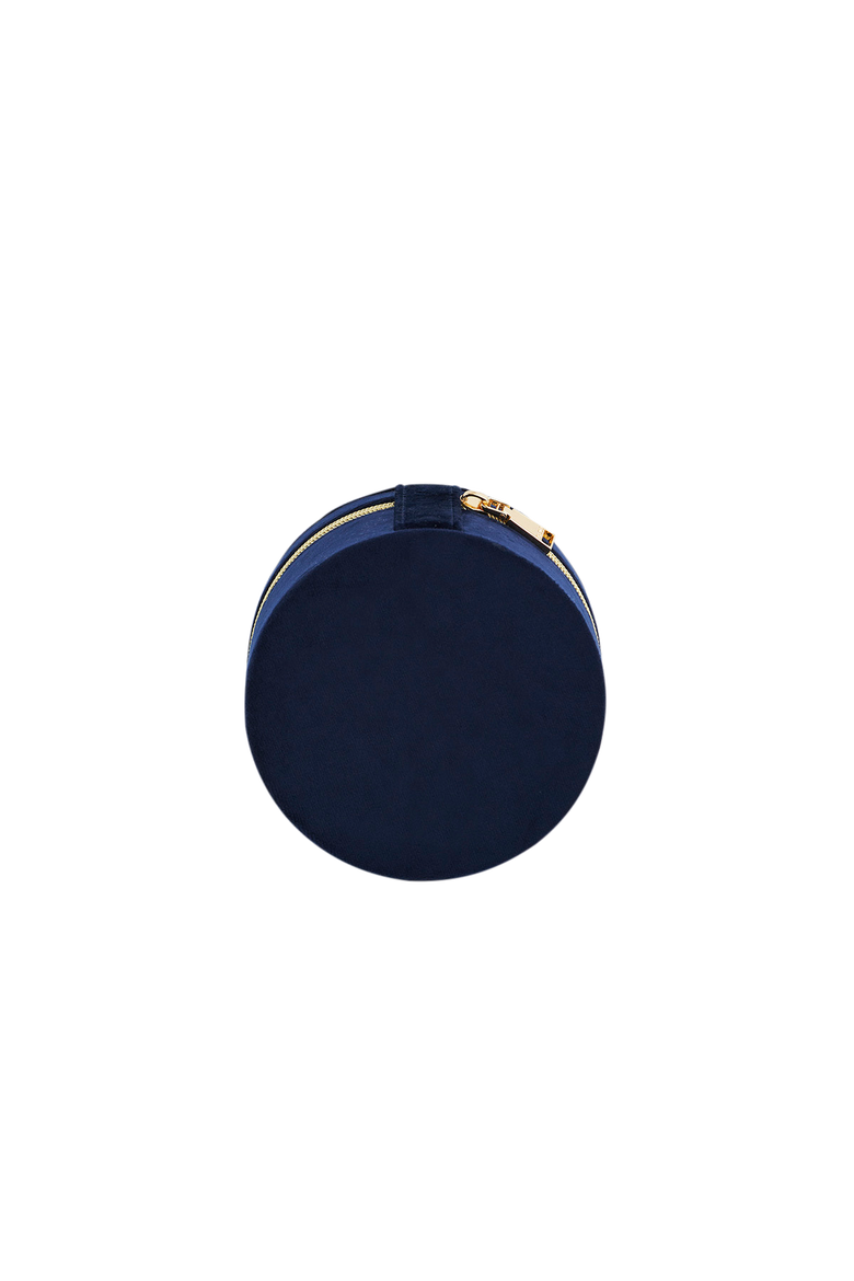 Butterfly Velvet Embroidered Circle Jewellery Box, Alternate, color, Navy