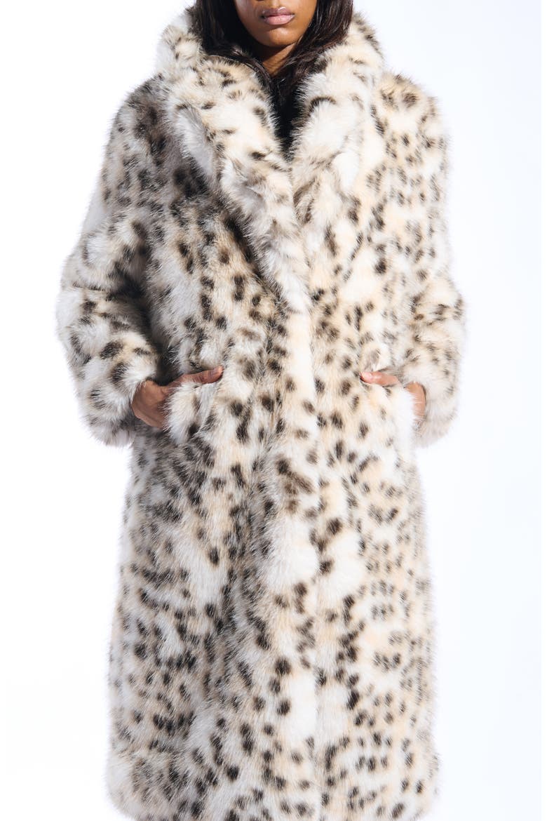 Leopard Print Faux Fur Coat, Alternate, color, TAN MULTI