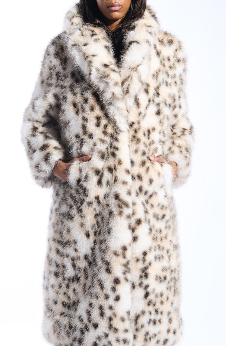 AZALEA WANG Leopard Print Faux Fur Coat, Alternate, color, Tan Multi
