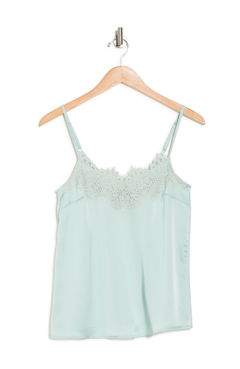 JUST ONE Woven Lace Trim Cami, Alternate, color, Mint