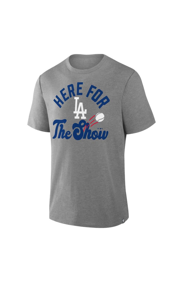 FANATICS Men's Fanatics Heather Gray Los Angeles Dodgers Nostalgia Tri-Blend T-Shirt, Alternate, color, Heather Gray