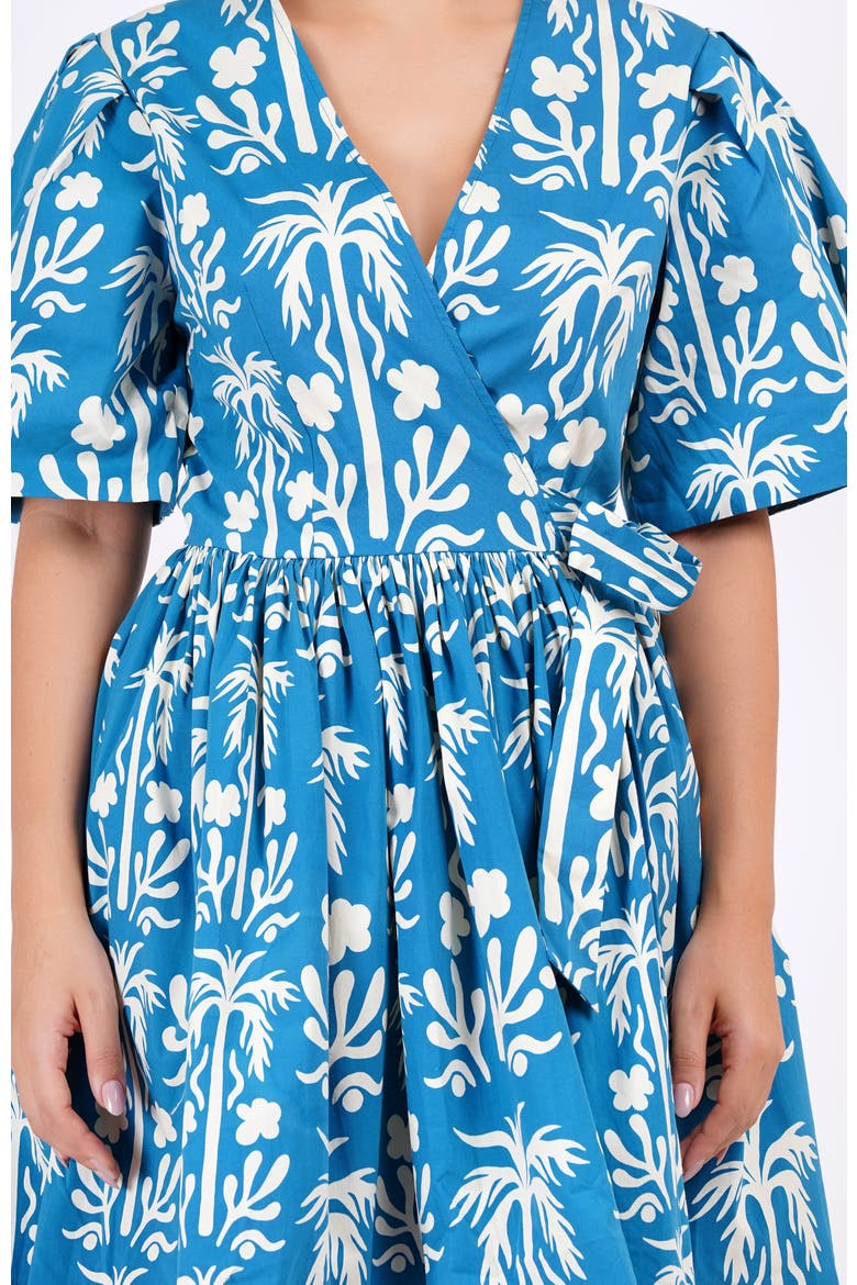 Alena Mini Wrap Dress, Alternate, color, Blue with white pattern