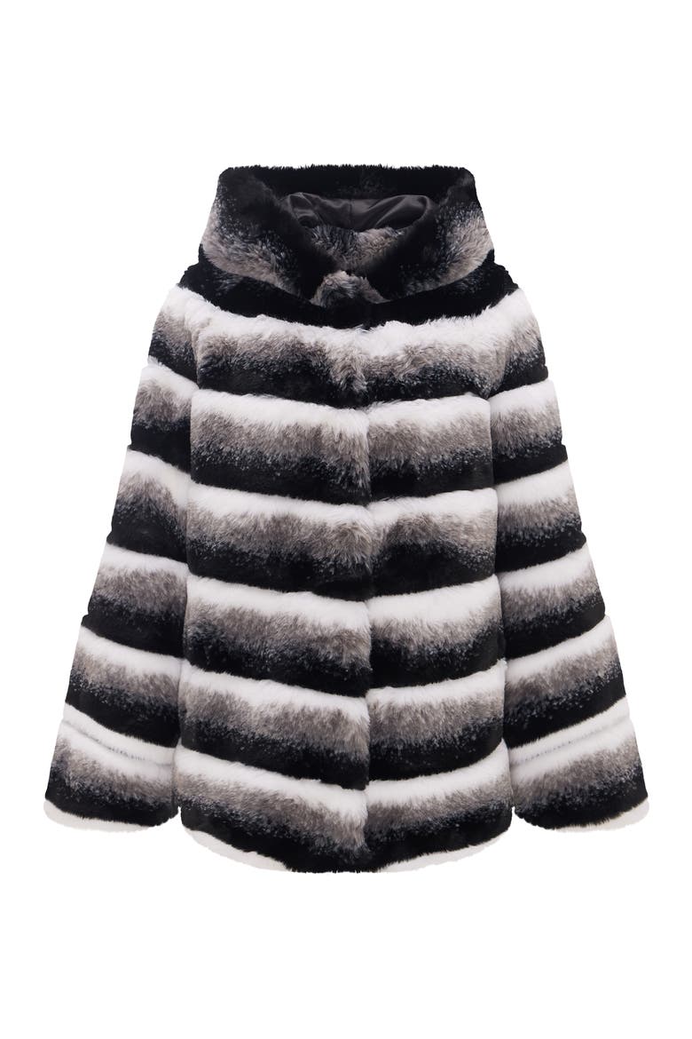 Fur-Free Chinchilla (Faux Fur) Hooded Jacket, Alternate, color, GRAY CHINCH