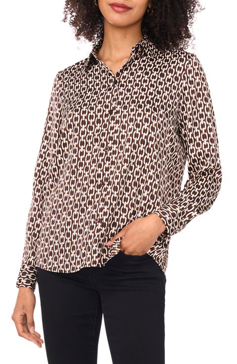 Satin Long Sleeve Button-Up Shirt