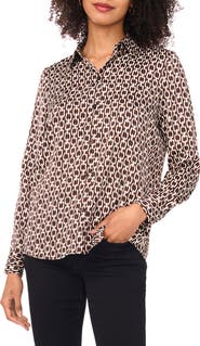 Vince Camuto Satin Long Sleeve Button-Up Shirt