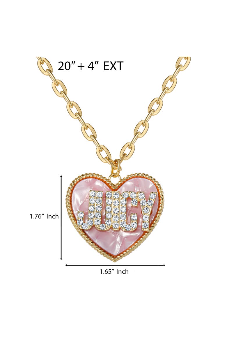 'JUICY' Heart Pendant Necklace, Gold-Tone with Pink Enamel, Alternate, color, Gold Tone, Pink