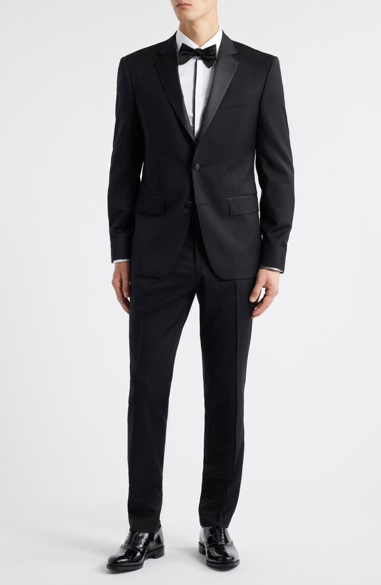BOSS Huge Slim Fit Black Wool Tuxedo, Main, color, Black