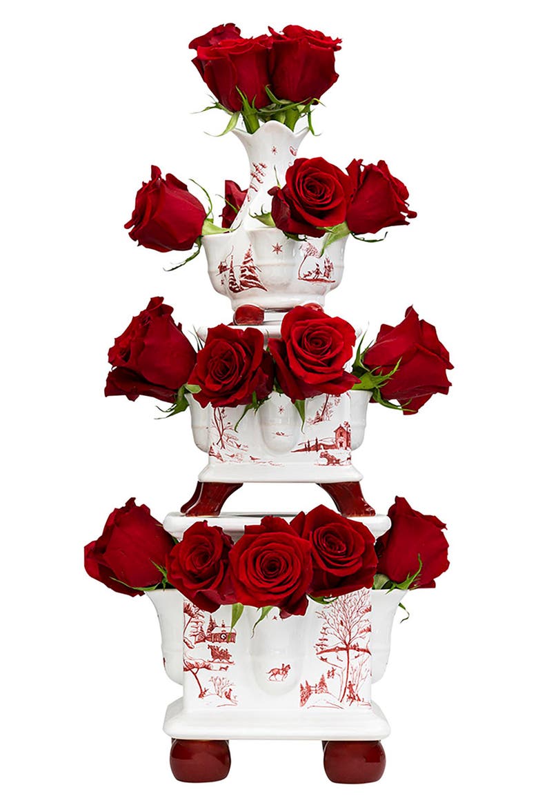 Country Estate Winter Frolic 11" Tulipiere Tower, Alternate, color, RUBY