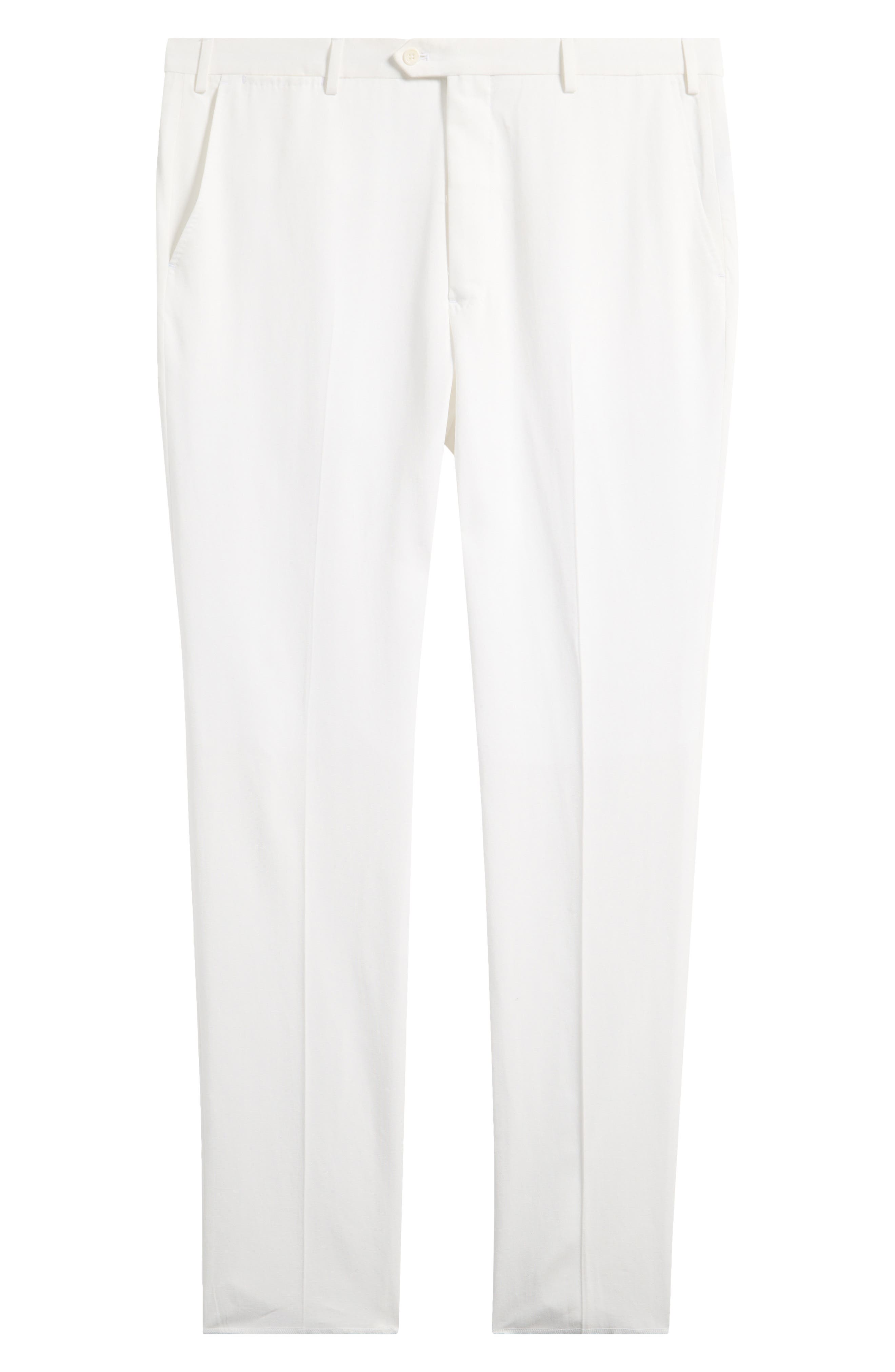 White Flat Front Suit Pants