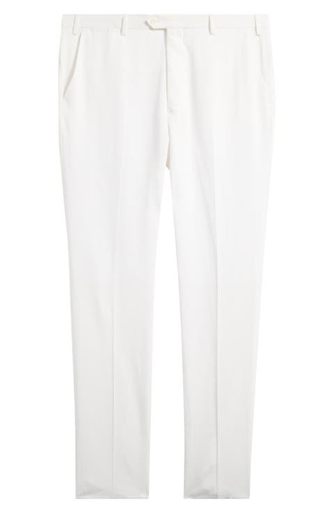 White Flat Front Suit Pants