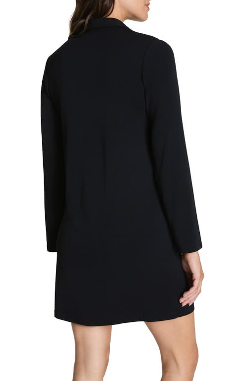 Spanx ® Long Sleeve Sleek Jersey Mini Shirtdress In Black
