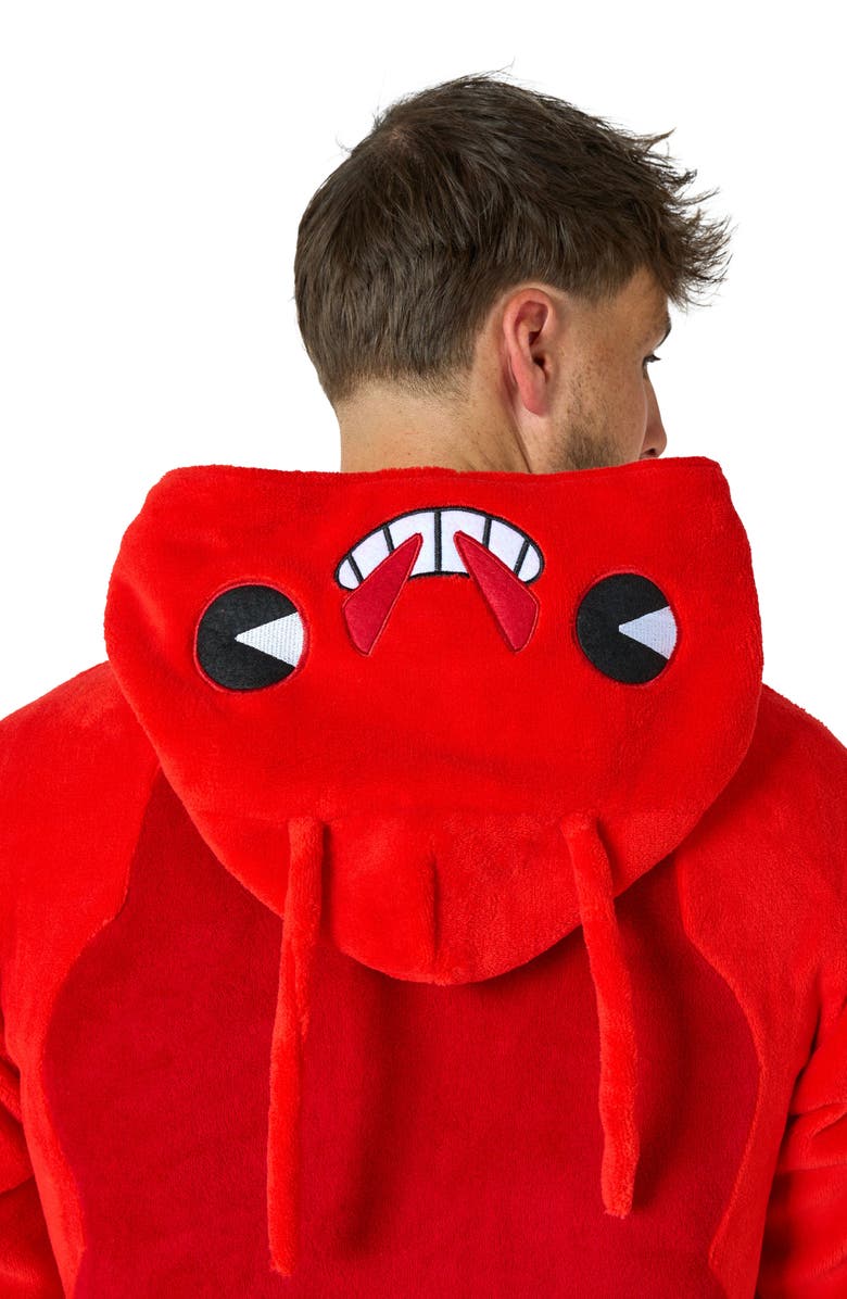 OppoSuits Lobster Hooded Fleece Costume Jumpsuit, Alternate, color, Red