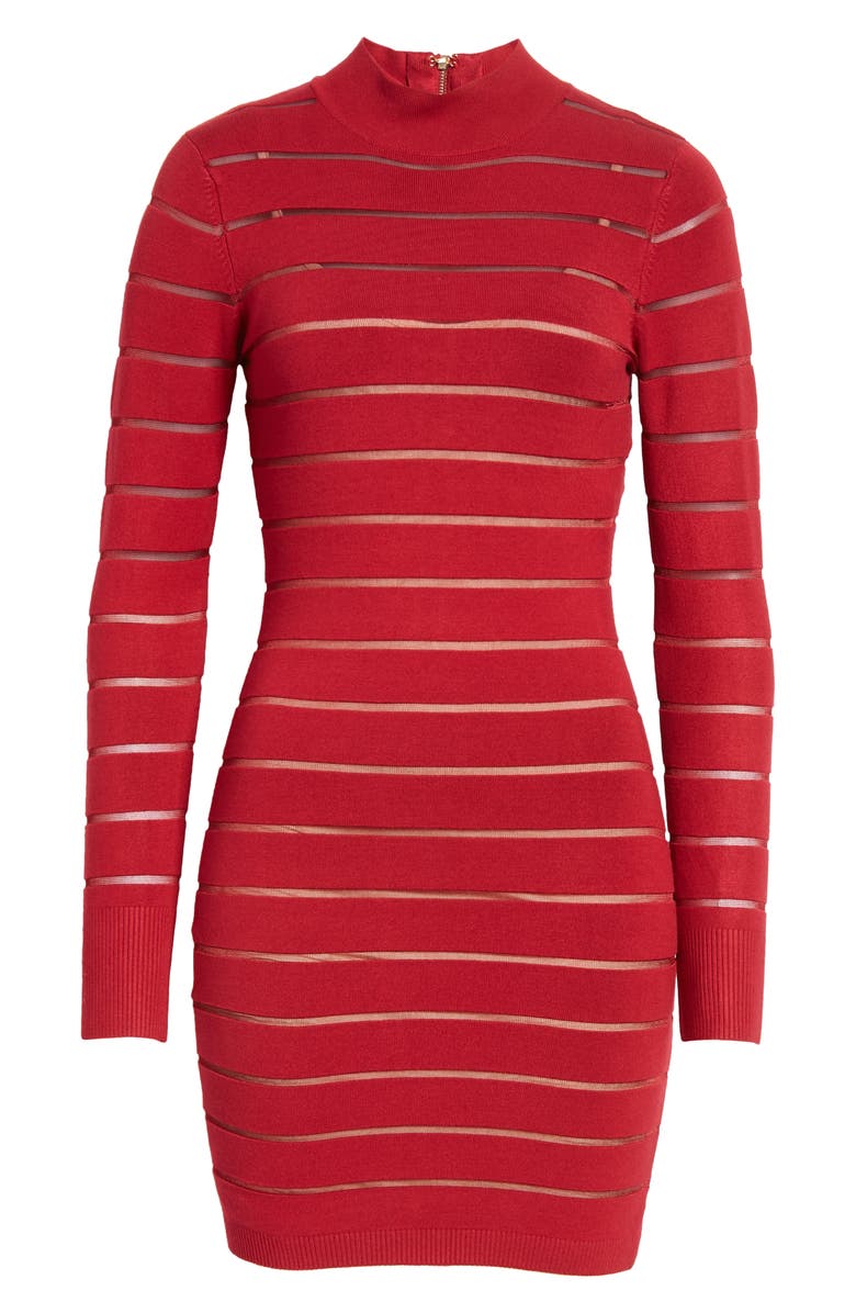 bebe Mock Neck Long Sleeve Sweater Dress, Alternate, color, 