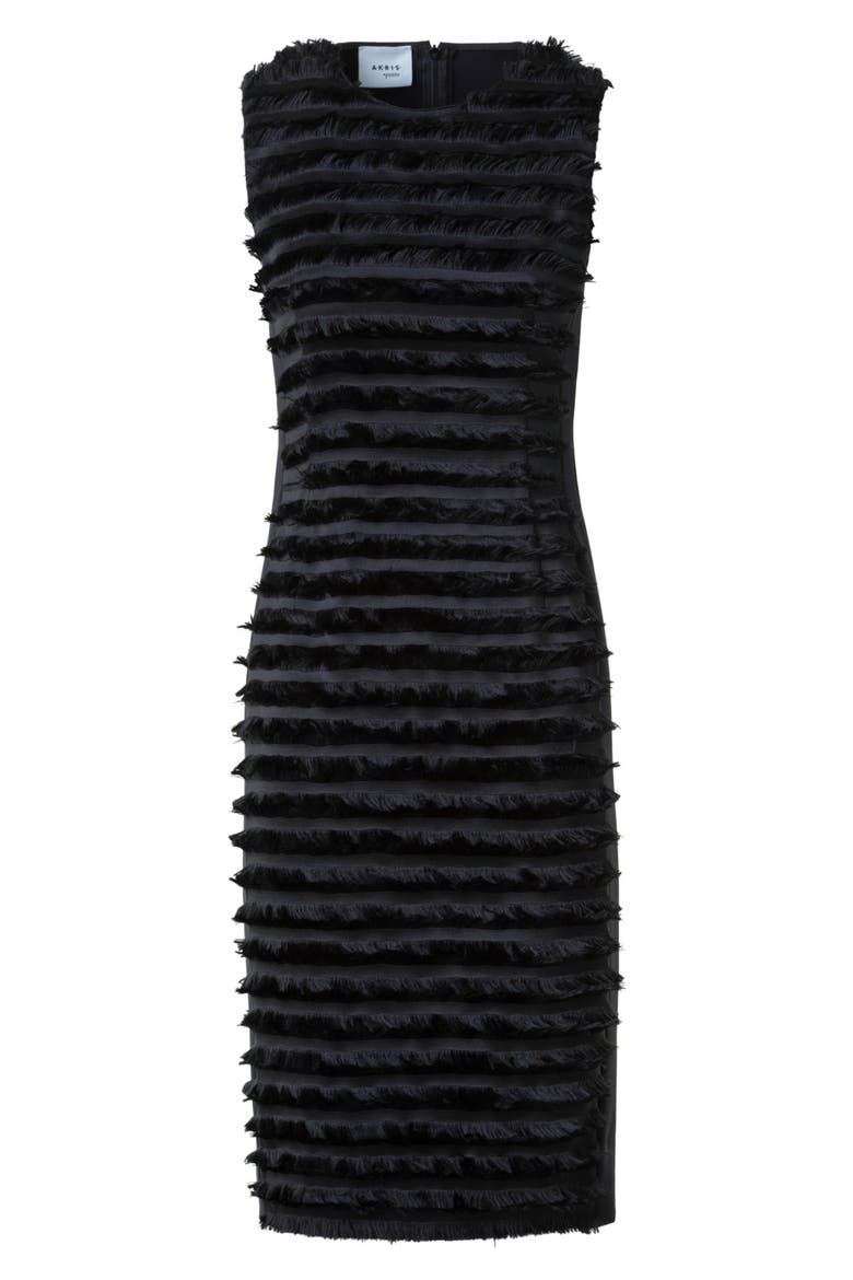 Fringe Stripe Sleeveless Dress, Alternate, color, BLACK
