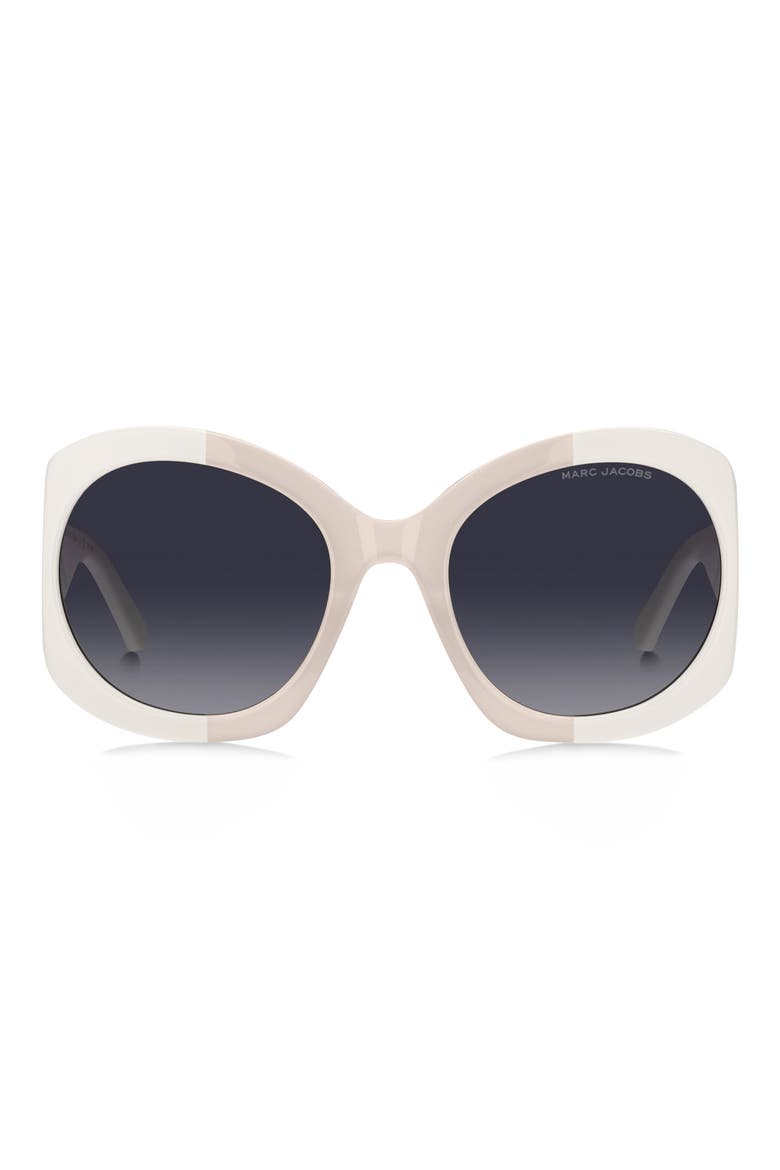 56mm Gradient Rectangular Sunglasses, Main, color, IVORY/ GREY SHADED BLUE