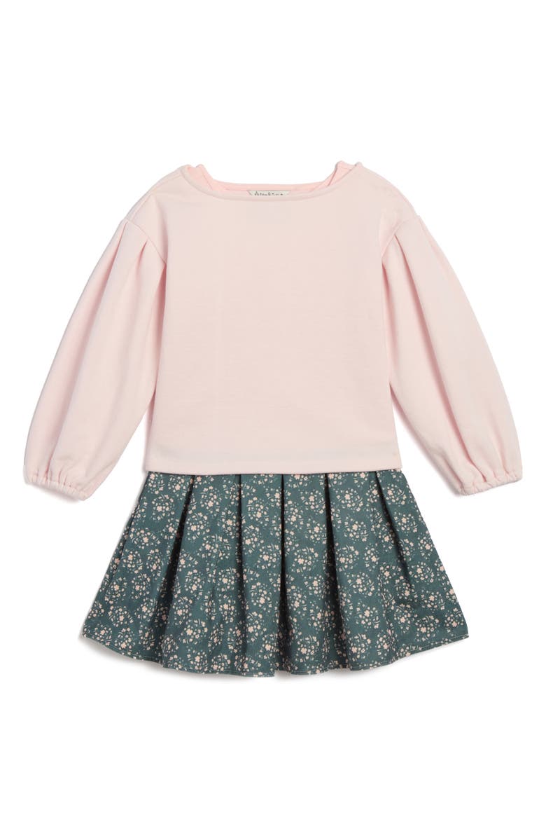 Pippa & Julie Kids' Sweater & Mixed Media Dress Set, Main, color, Pink