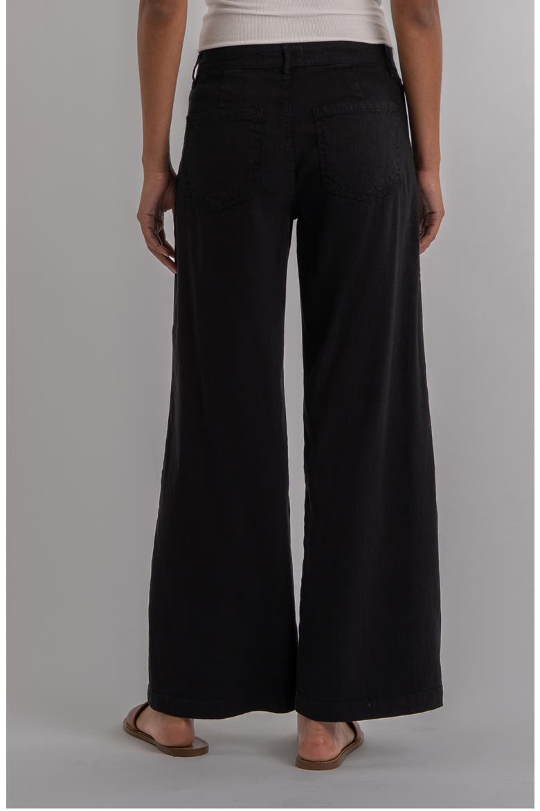 Meg Patch Pocket High Waist Wide Leg Linen Blend Pants, Alternate, color, BLACK
