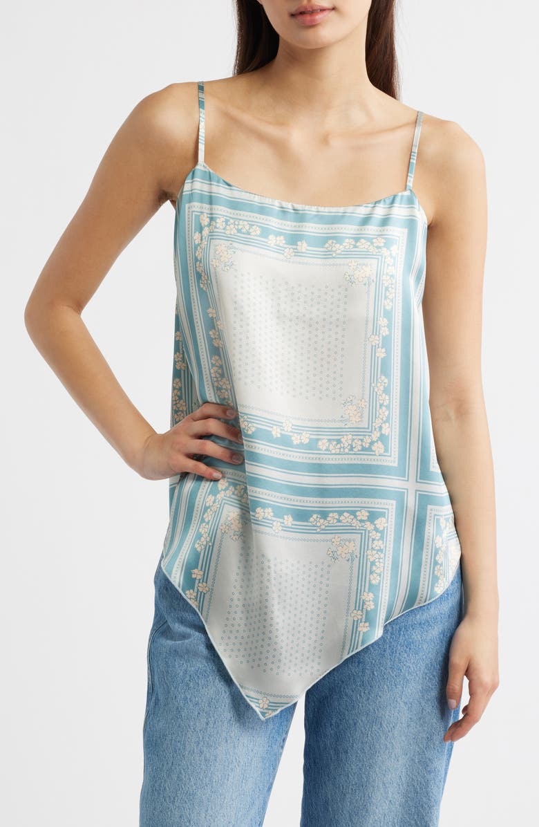 Reformation Esme Scarf Print Silk Camisole, Main, color, Bardot