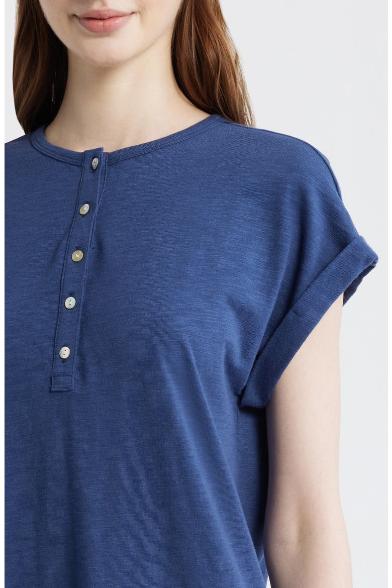 Placket Cap Sleeve Dress, Alternate, color, MIDNIGHT SURF