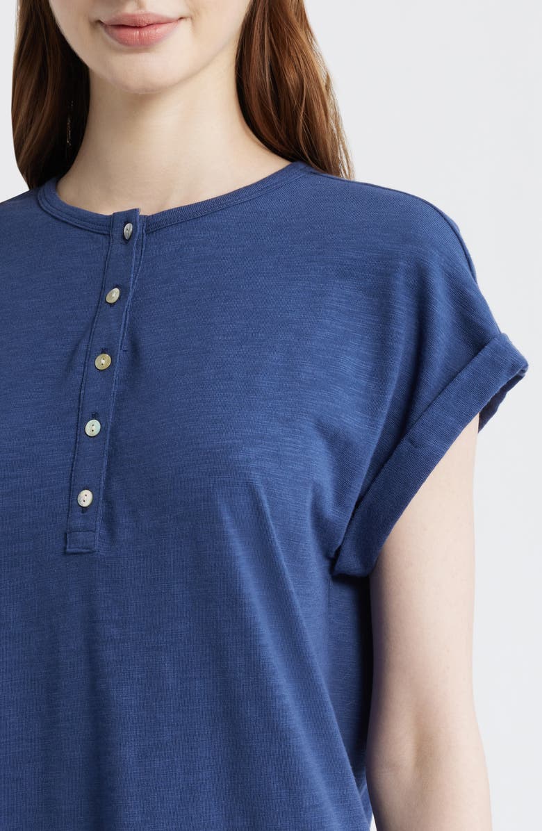 Bella Dahl Placket Cap Sleeve Dress, Alternate, color, Midnight Surf