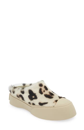 Marni Pablo Leather Mule Sneaker In Gray
