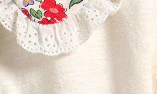 Mini Boden Kids' Ruffle Trim Cotton T-shirt In White