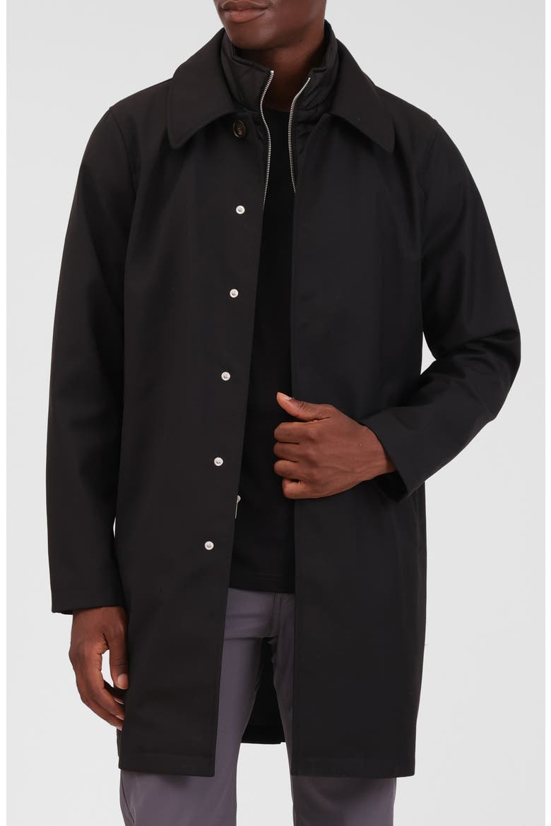 Mackintosh with Removable Quilted Bib, Main, color, BLACK