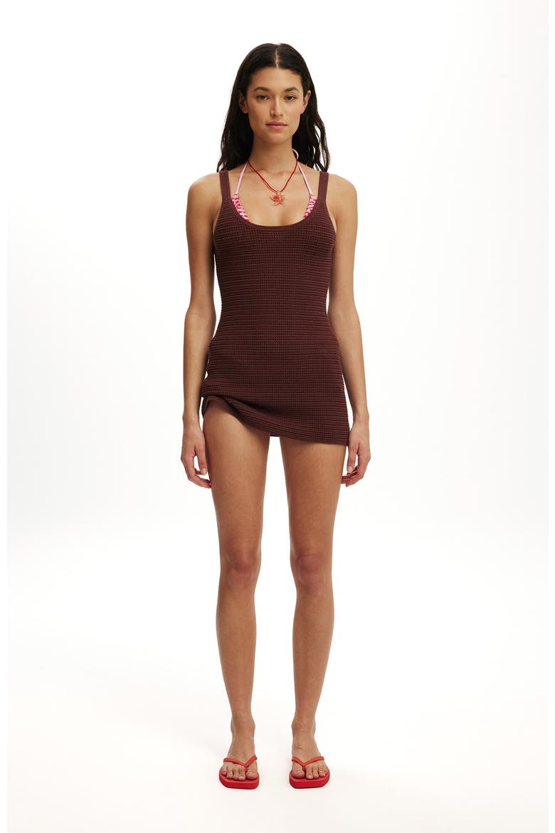 Women's Lenni Knit Mini Dress, Alternate, color, Espresso