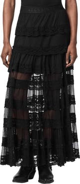 AllSaints Maggie Lace Ruffle Maxi Skirt