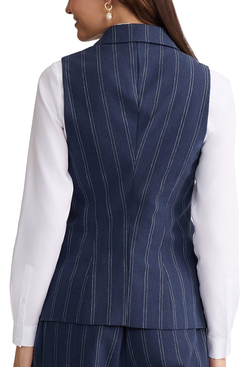 Pinstripe Linen & Cotton Vest, Alternate, color, PACIFIC NAVY/ NATURAL WHITE