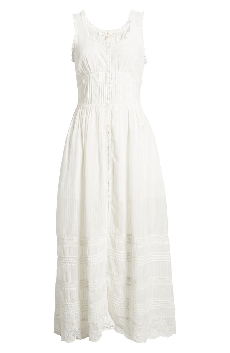 LoveShackFancy Santelle Pleated Lace Cotton Dress, Alternate, color,