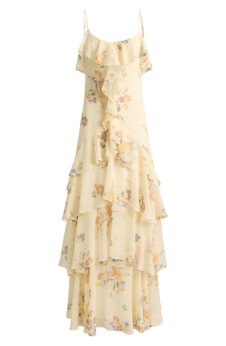 Lauren Ralph Lauren Ruffle Trim Tiered Georgette Gown, Alternate, color, Cream/ Multi