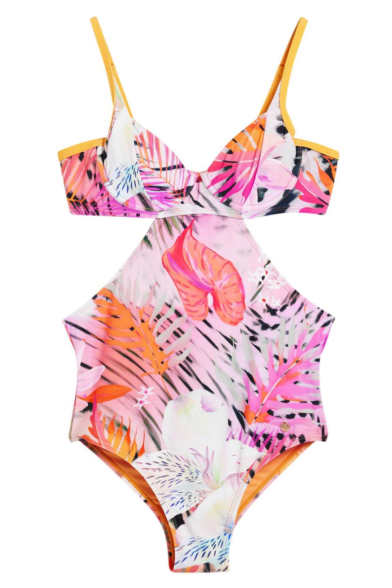 Cutout Underwire One-Piece Swimsuit, Alternate, color, YELLOW