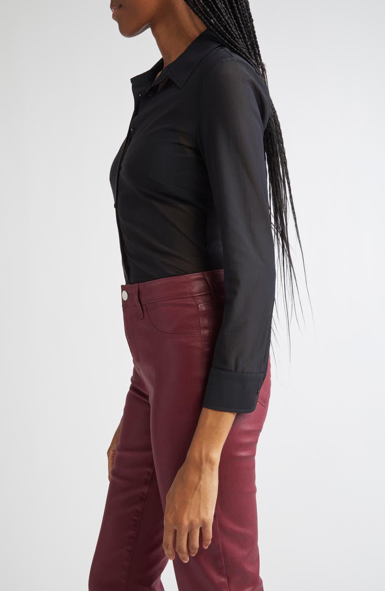 L'AGENCE Indiana Fitted Shirt, Alternate, color, Black