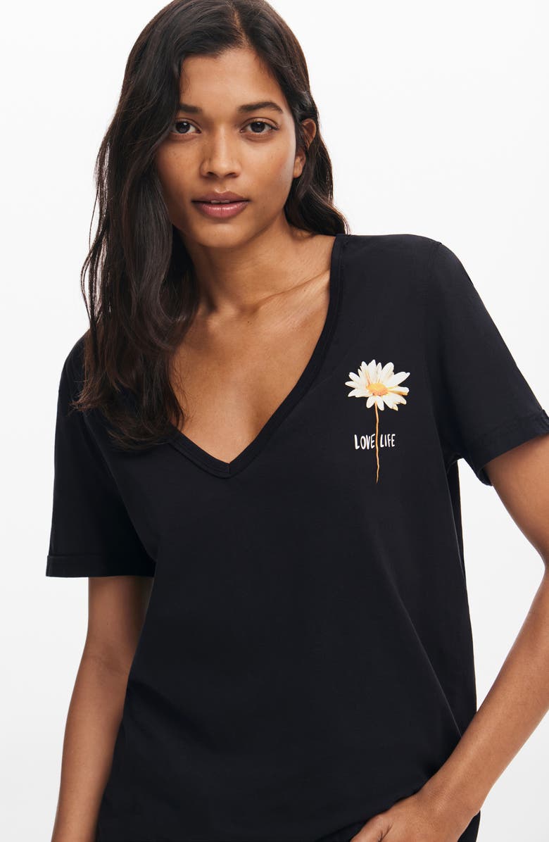 Desigual Vini Floral Cotton Graphic T-Shirt, Alternate, color,