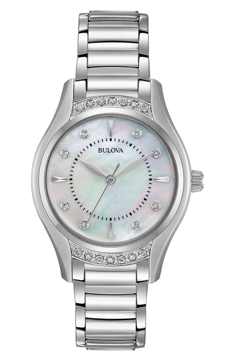 BULOVA Diamond & Mother-of-Pearl Bracelet Watch, 30mm, Main, color, 