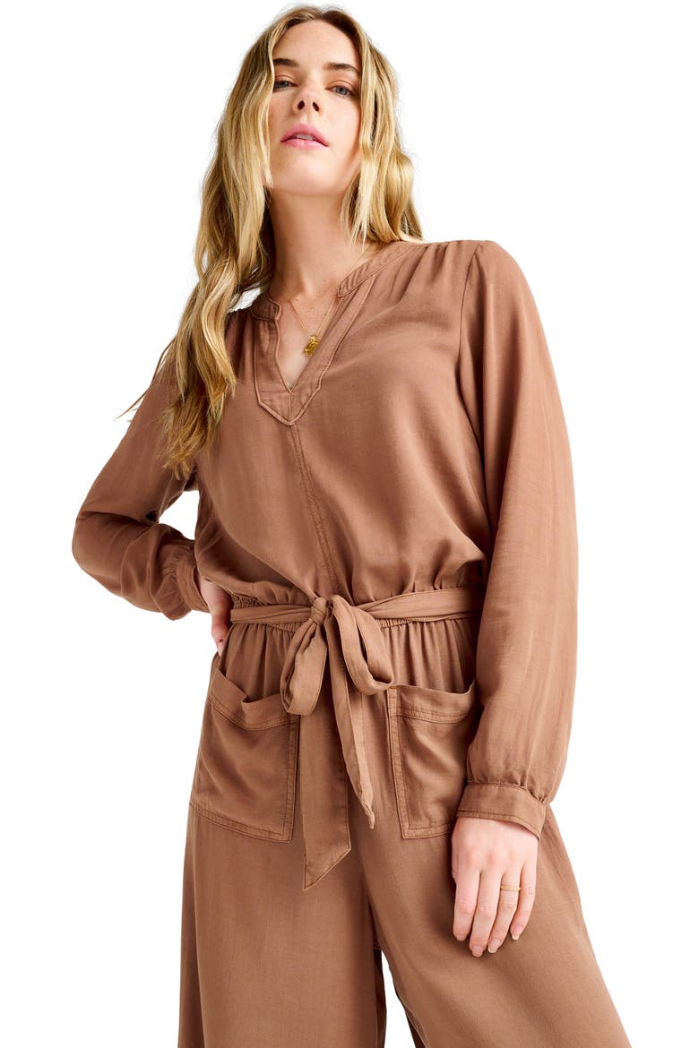 Teaghan Tie Waist Jumpsuit, Alternate, color, HENNA
