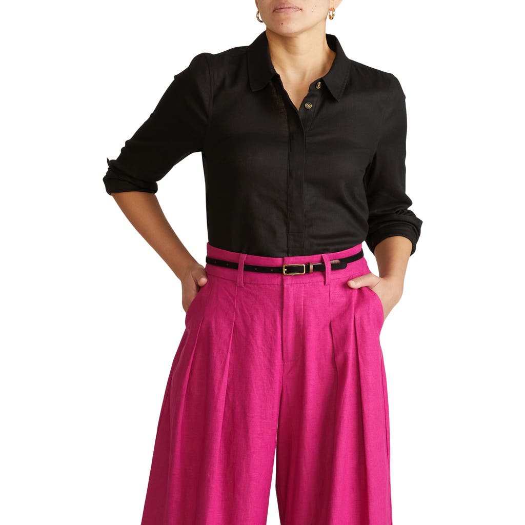 Universal Standard Elbe Stretch Shirt In Black