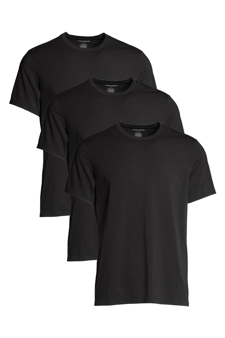 Cotton Modal Crew Neck T-Shirt 3-Pack, Main, color, Black