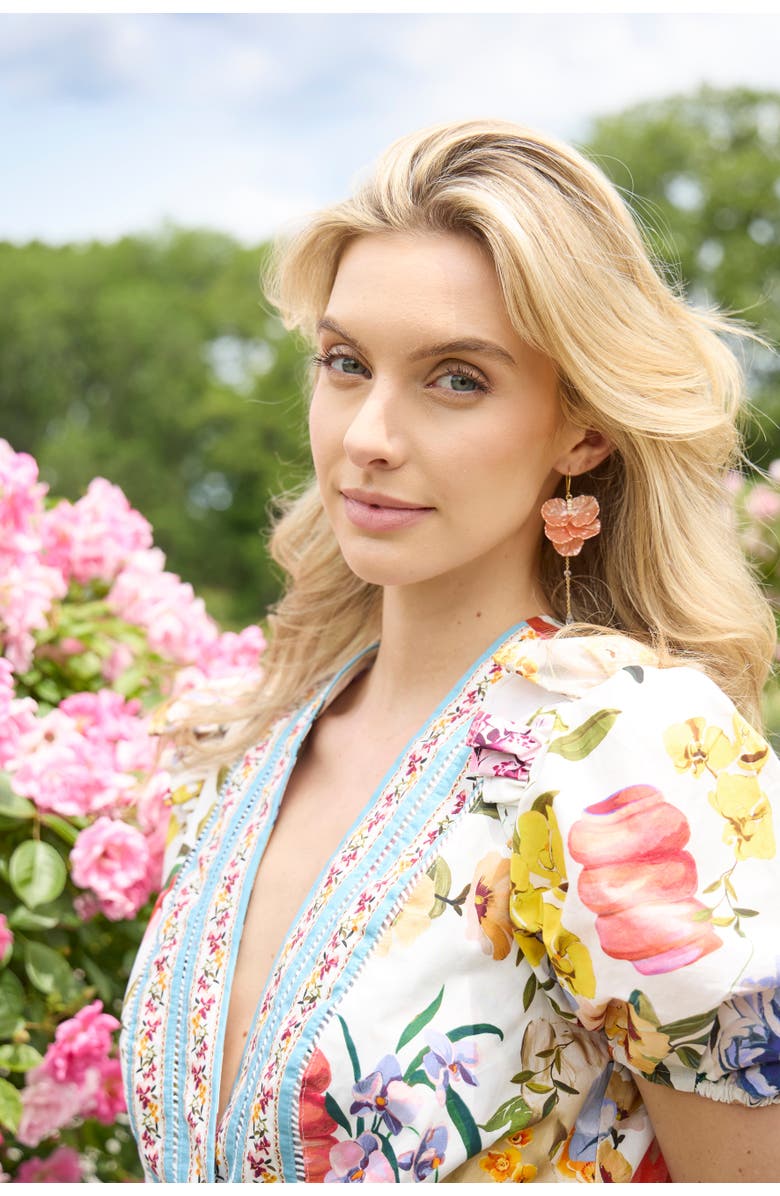 Alex and Ani New York Botanical Garden<sup>®</sup> Peony Petal Statement Earrings, Alternate, color, Pink