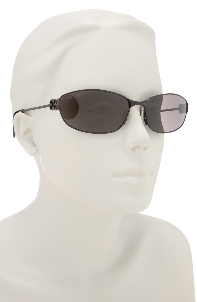 Balenciaga 65mm Oversize Oval Sunglasses, Alternate, color, Black Black Grey